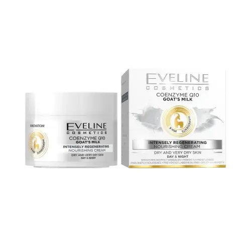 КРЕМ ДЛЯ ЛИЦА EVELINE КОЭНЗИМ Q10+ КОЗЬЕ МОЛОКО ГЛУБОКАЯ РЕГЕНЕРАЦИЯ ДЛЯ СУХОЙ И ОЧЕНЬ СУХОЙ КОЖИ 50