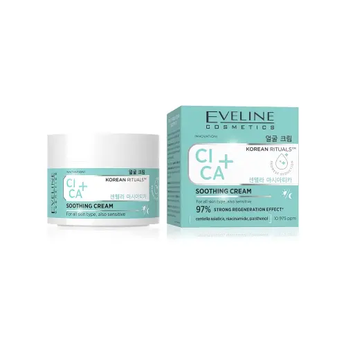 Eveline Успокаивающий крем для лица для всех типов кожи korean rituals  cica+, 50ml