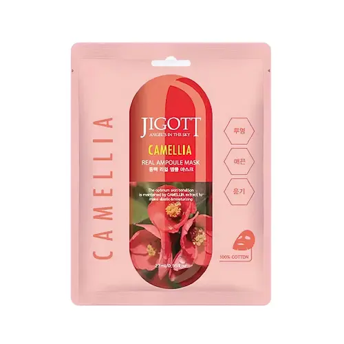 JIGOTT Тканевая маска для лица  CAMELLIA REAL AMPOULE MASK