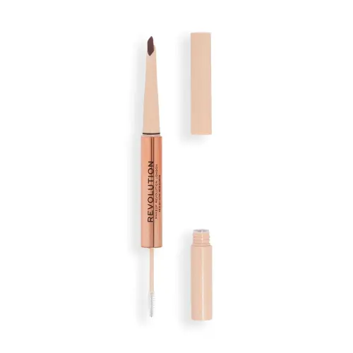 REVOLUTION КОНТУРНЫЙ КАРАНДАШ ДЛЯ БРОВЕЙ И ГЕЛЬ ДЛЯ ФИКСАЦИИ FLUFFY BROW DUO Medium Brown
