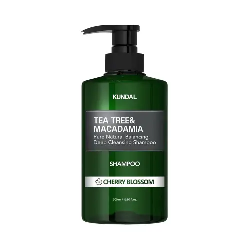 KUNDAL ШАМПУНЬ TEA TREE & MACADAMIA DEEP CLEANSING SHAMPOO 500ML - CHERRY BLOSSOM