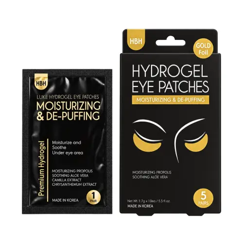 HBH LUKE Hydrogel Eye Patches Moisturizing & De-Puffing Gold Foil Гидрогелевые патчи для кожи вокруг глаз 10 шт