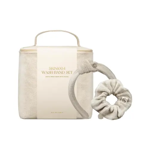 SKIN1004 Wash Band Set косметичекий набор, состоящий из: Структурированная косметичка , Мягкая повязка на голову в виде тюрбана, Резинка для волос