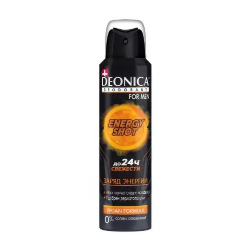DEONICA FOR MEN Дезодорант ENERGY SHOT (Vegan Formula), 150 мл. (спрей) (6)