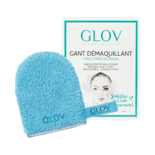 GLOV WATER-ONLY MAKEUP REMOVER AND SKIN CLEANSING MITT Bouncy Blue INT W5