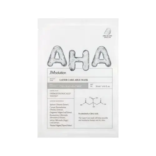 JMsolution Layer Care Able Mask AHA Выравнивающая тканевая маска для лица с лимонной кислотой 30 мл