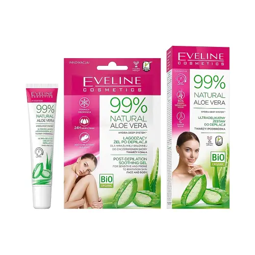 Eveline Ультраделикатный набор для депиляции лица и подбородка 99% natural aloe vera