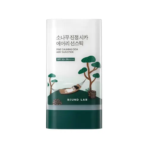 ROUND LAB PINE CALMING CICA AIRY SUN STICK Легкий солнцезащитный стик Pine Calming Cica 19 г