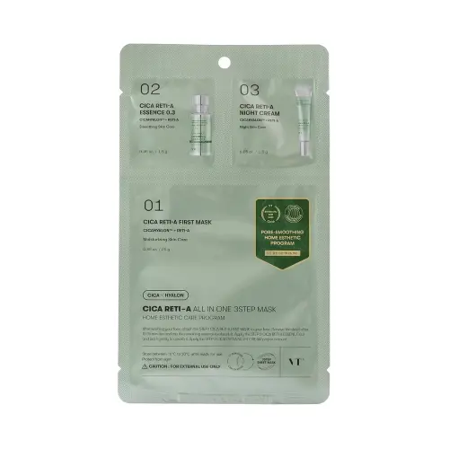 VT CICA RETI-A ALL IN ONE 3STEP MASK Трёхэтапная маска для лица с ретинолом и центеллой азиатской 28 мл