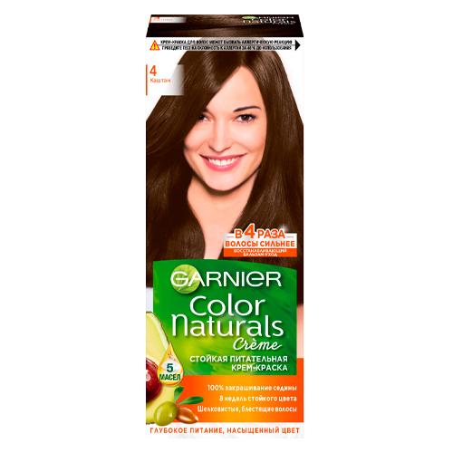 Garnier Стойкая питательная крем-краска для волос Color Naturals, оттенок 4, Каштан