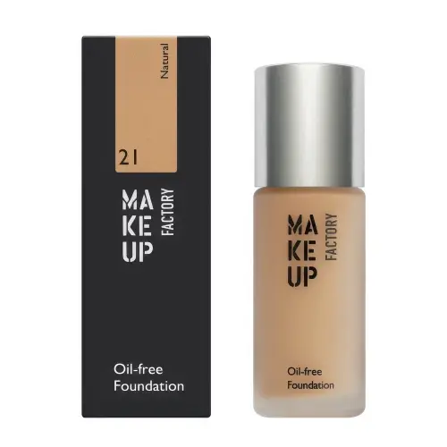 Make up Factory Матовый тональный крем для нормальной/жирной кожи Oil-free Foundation т.21 светлый мокка