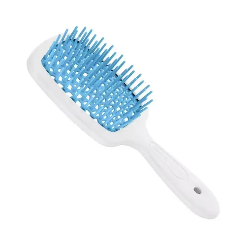 Janeke SUPERBRUSH РАСЧЕСКА МАЛЕНЬКАЯ БЕЛАЯ/БИРЮЗОВАЯ 17,5x7x3СМ