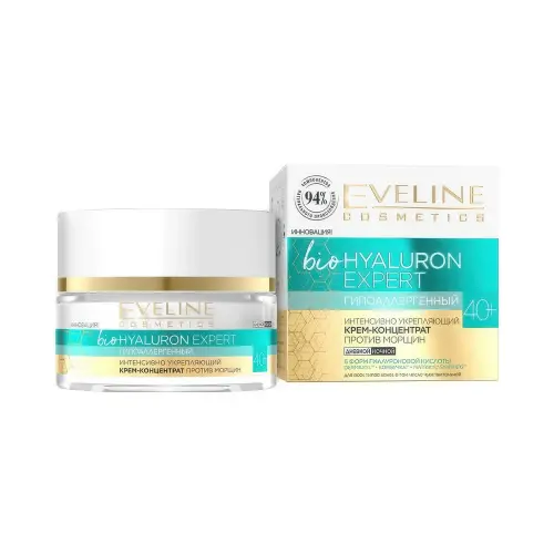 КРЕМ-КОНЦЕНТРАТ ДЛЯ ЛИЦА EVELINE BIO HYALURN EXPERT ГИПОАЛЛЕРГЕННЫЙ ИНТЕНСИВНО УКРЕПЛЯЮЩИЙ ПРОТИВ МО