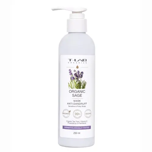 T-LAB ORGANICS Маска для волос против перхоти с экстрактом шалфея, 250 мл.