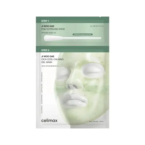 CELIMAX JI WOO GAE CICA PHA PEEL 2-STEP GEL MASK Двухэтапный уход: пилинг с PHA-кислотой и гидрогелевая маска с центеллой 1EA