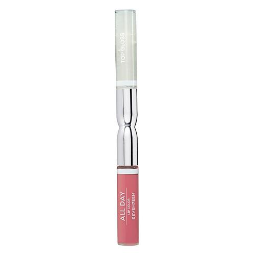 Seventeen Жидкая стойкая помада-блеск  01 ALL DAY LIP COLOR & TOP GLOSS пастельно розовый