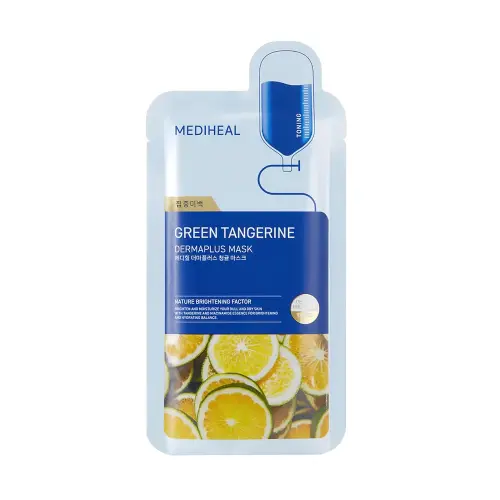 MEDIHEAL DERMAPLUS GREEN TANGERINE MASK Тканевая осветляющая маска для лица 22мл