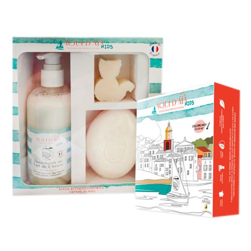 Gift set Kids : solide soap on rope+liquide soap+FREE cat shape Подарочный набор для детей: мыло на веревке + жидкое мыло +  форма кошки