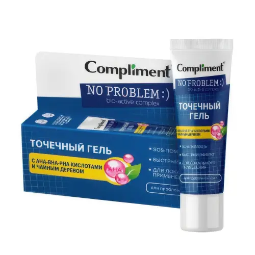 Compliment No problem Точечный гель для проблемной кожи с АНА-ВНА-РНА кислотами и чайным деревом, 25мл