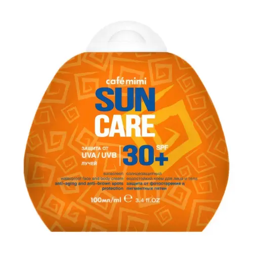 Cafe MIMI Солнцезащитный водостойкий крем для лица и тела SPF30+, 100 мл