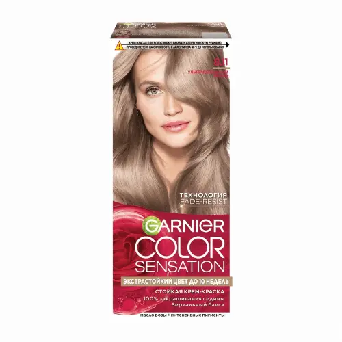 Garnier Стойкая крем-краска для волос COLOR SENSATION тон 8,11 Ультрапепельный блонд