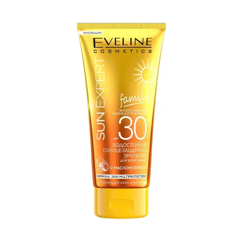 Eveline Водостойкая солнцезащитная эмульсия для всей семьи с маслом кокоса spf30, 200мл