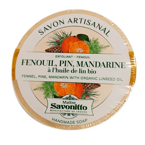 FENNEL-MANDARIN-PINE TREE, with organic linseed oil Wooden Box 100g Мыло ФЕНХЕЛЬ-МАНДАРИН-СОСНА с органическим льняным маслом