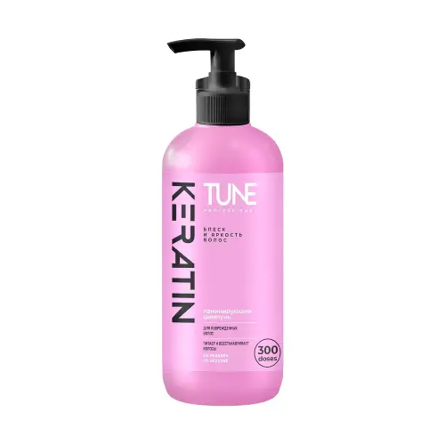 TUNE Шампунь KERATIN SHAMPOO для блеска и яркости волос, 500 мл (с дозатором) СХЗ