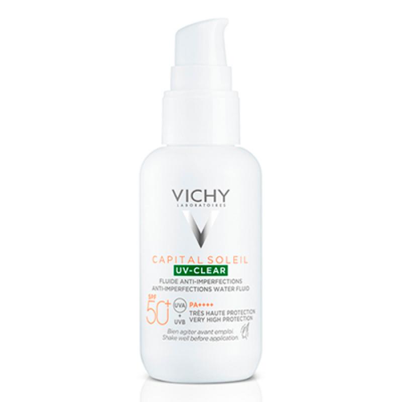VICHY CAPITAL SOLEIL UV-CLEAR Невесомый солнцезащитный флюид для лица против несовершенств SPF 50+, 40 мл