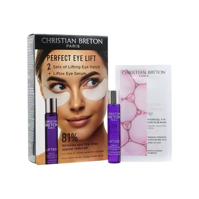 Christian BRETON PERFECT EYE LIFT подарочный набор Сыворотка для контура глаз liftox 10ml , 2 гидрогелевых патчей для глаз от темных кругов и отечности 2.5 г