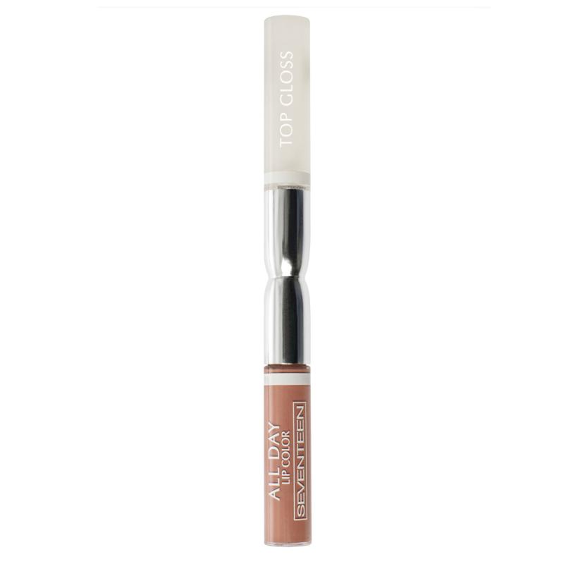 Seventeen Жидкая стойкая помада-блеск  02 ALL DAY LIP COLOR & TOP GLOSS розовый беж