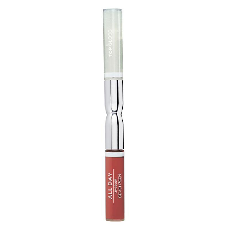 Seventeen Жидкая стойкая помада-блеск  28 ALL DAY LIP COLOR & TOP GLOSS сиена