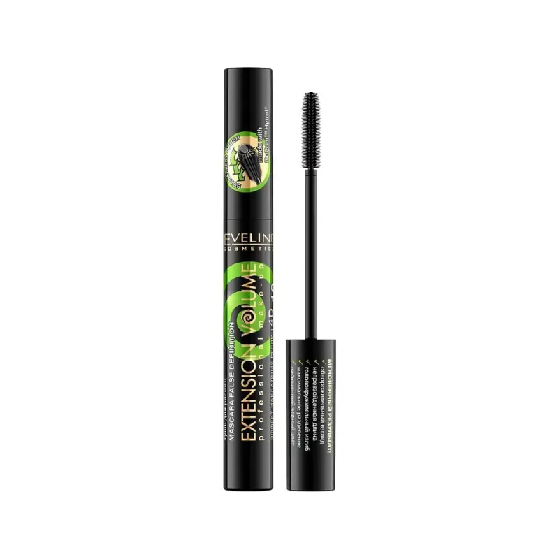 Eveline ТУШЬ ДЛЯ РЕСНИЦ - ЭКСТРЕМАЛЬНАЯ ДЛИНА И ИЗГИБ х10 - черная серии EXTENSION VOLUME PROFESSIONAL MAKE-UР, 10мл