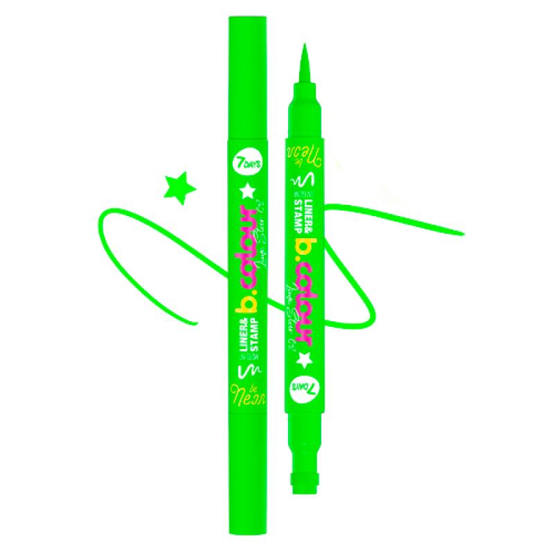 7DAYS B.COLOUR Подводка-штамп для макияжа лица и тела зеленая светящаяся UVglow / 02 Lime star, 2 мл