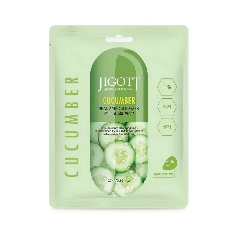 JIGOTT Тканевая маска для лица  CUCUMBER REAL AMPOULE MASK