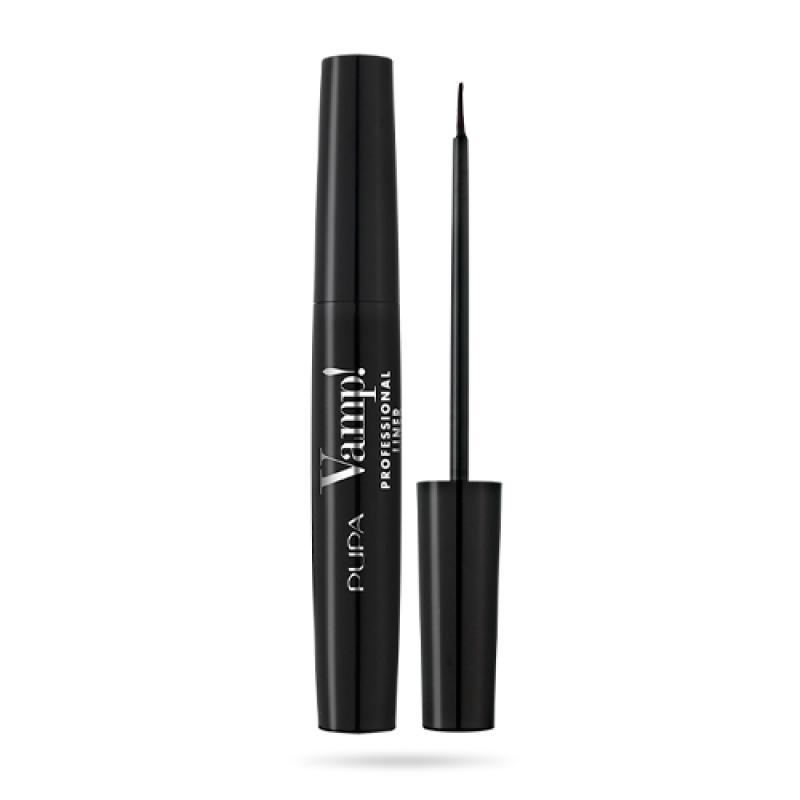 PUPA  Подводка д/глаз т.100 водостойкая с ультратонкой кистью VAMP! PROFESSIONAL LINER, черный