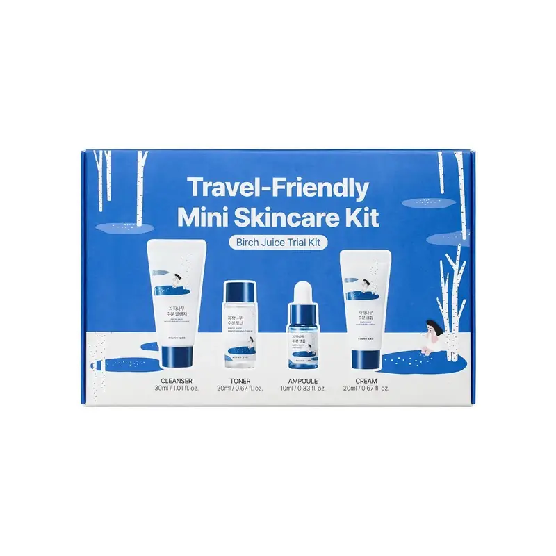 ROUND LAB BIRCH JUICE TRIAL KIT(Cleanser 30ml + Toner 20ml + Ampoule 10ml + Crea Набор ROUND LAB с березовым соком