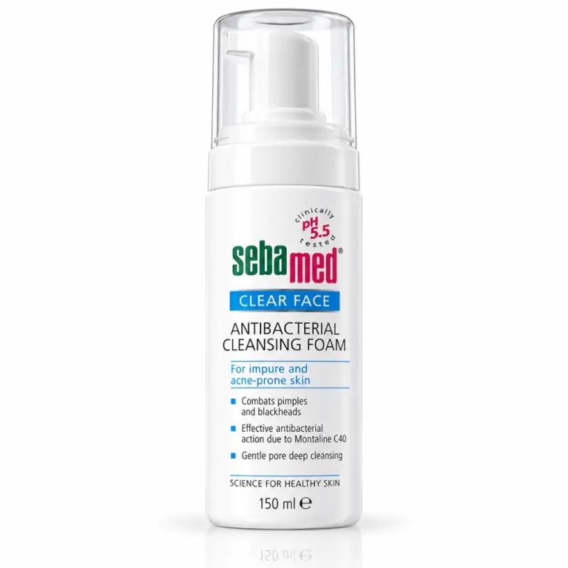 Sebamed CLEAR FACE antibacterial cleansing foam 150 ml (Антибактериальная пенка для кожи с акне)