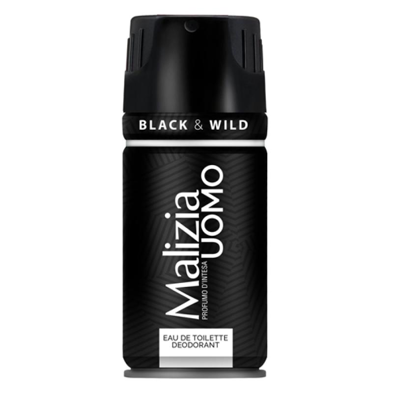 MALIZIA UOMO EDT DEO SPRAY BLACK& WILD Парфюмированный дезодорант (M) 150 ML
