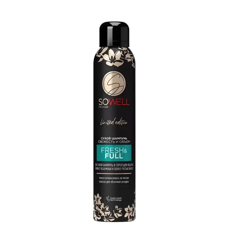 Прелесть Сухой шампунь для волос SoWell Fresh & Full, свежесть и объем, 200 см3