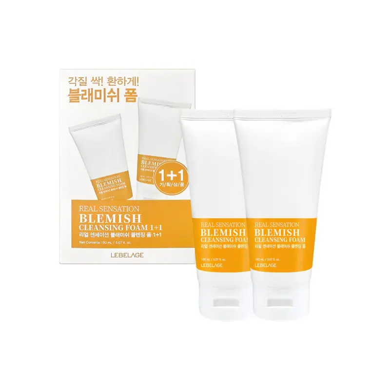 LEBELAGE Очищающая пенка от пигментных пятен REAL SENSATION BLEMISH CLEANSING FOAM 1+1