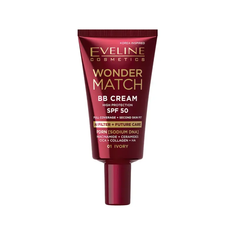 Eveline WONDER MATCH ТОНАЛЬНЫЙ ББ-КРЕМ ДЛЯ ЛИЦА SPF50 01 IVORY