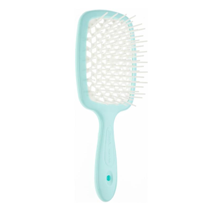 Janeke SUPERBRUSH РАСЧЕСКА СВЕТЛО-БИРЮЗОВАЯ-БЕЛАЯ 20,3x8,5x3,1СМ
