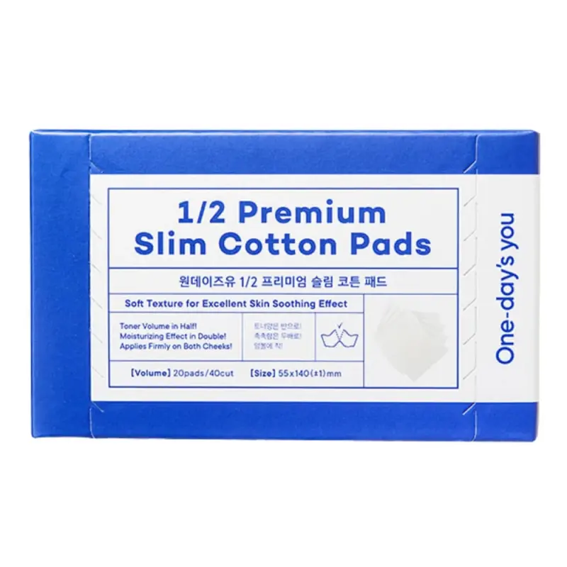 ONE DAYS YOU 1/2 PREMIUM SLIM COTTON PAD Тонкие хлопковые пэды для тонера 20 шт
