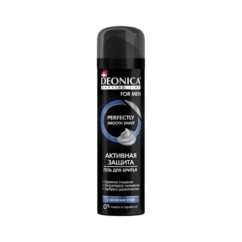 DEONICA FOR MEN Гель для бритья Активная защита с черным углем, 200 мл.