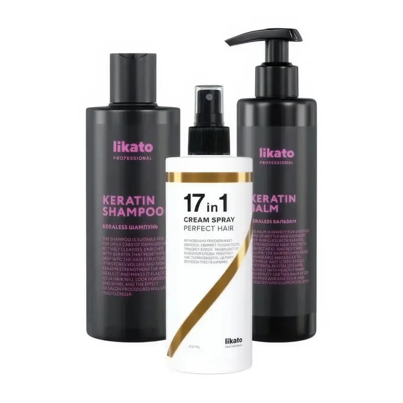 LIKATO professional Подарочный набор для волос KERATIN HAIR GLOSS 3х250мл 4шт