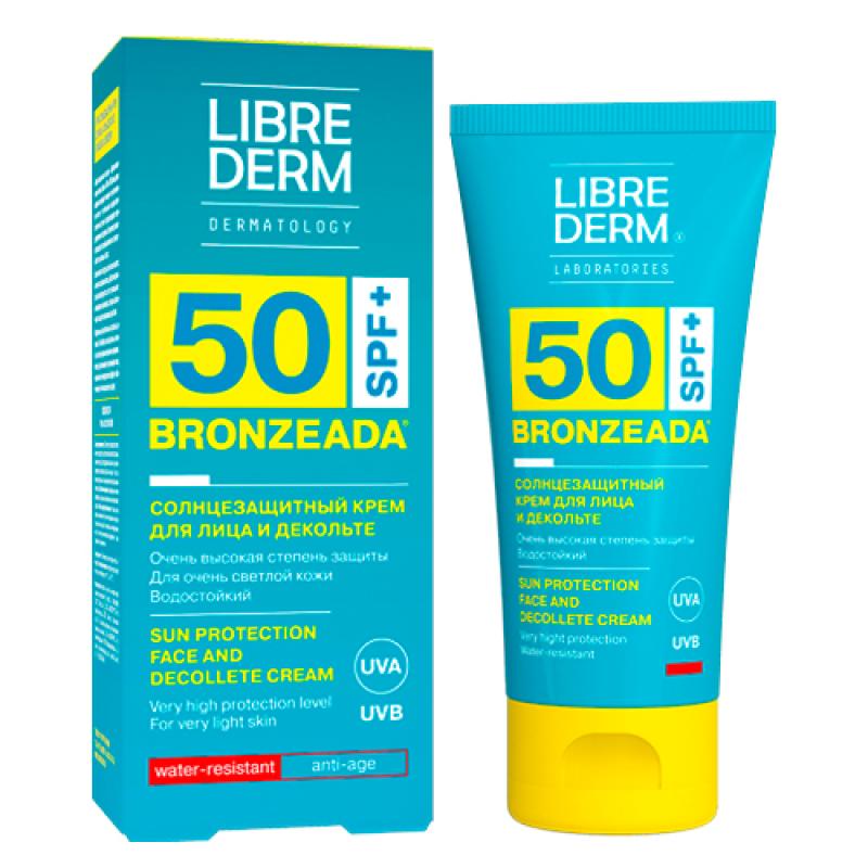 LIBREDERM BRONZEADA солнцезащитный крем для лица и зоны декольте SPF50, 50 мл