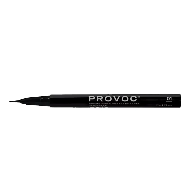 PROVOC Semi-Permanent Nib Liquid Eyeliner Black WP 01 Little Black Dress Подводка фломастер для глаз NB01