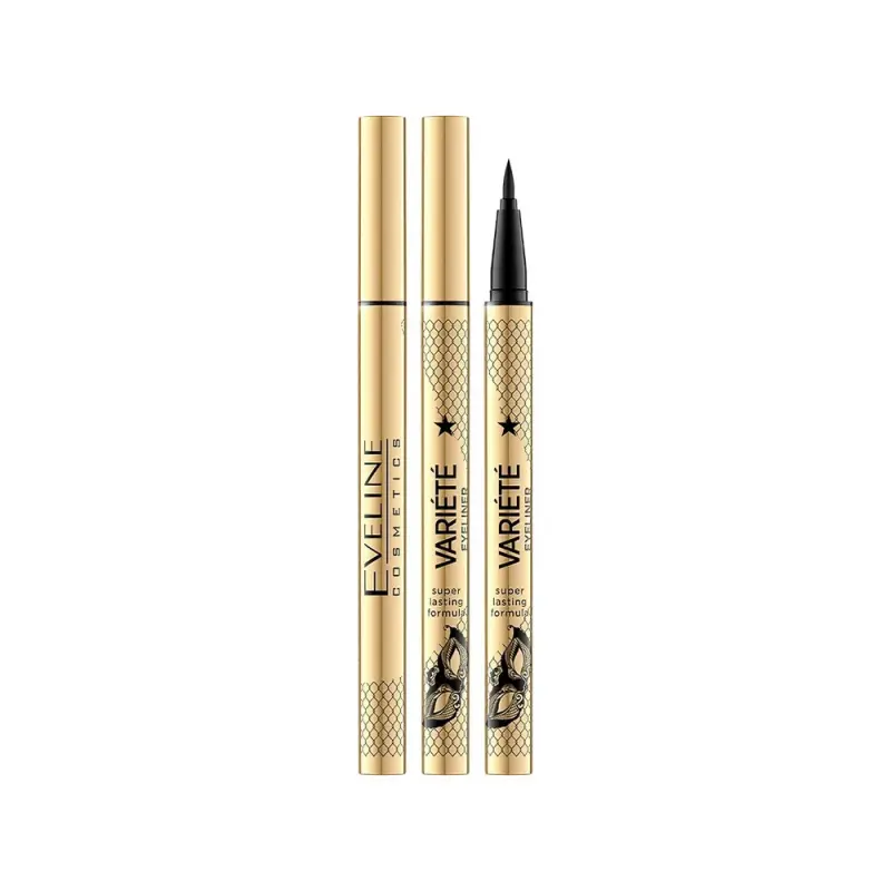 Eveline ВОДОСТОЙКАЯ ПОДВОДКА-ФЛОМАСТЕР. СУПЕРСТОЙКАЯ ФОРМУЛА 24Ч - ULTRA BLACK EYELINER VARIETE
