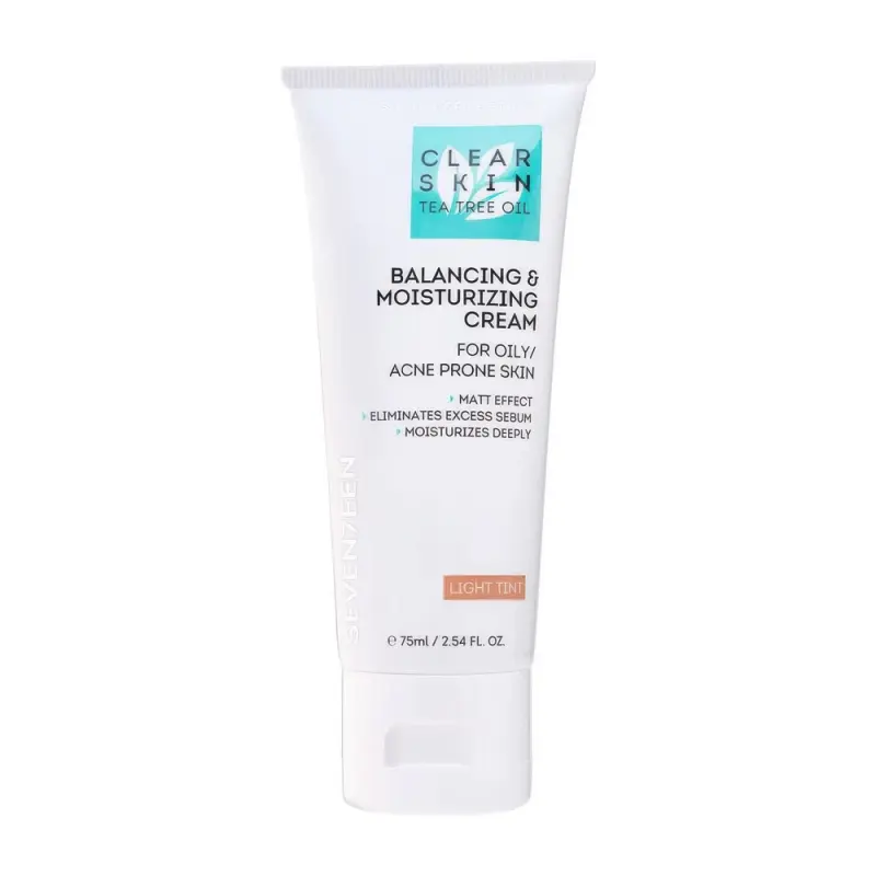 Seventeen Cos Увлажняющий крем с маслом чайного дерева Clear Skin с тонирующим эффектом, светлый беж